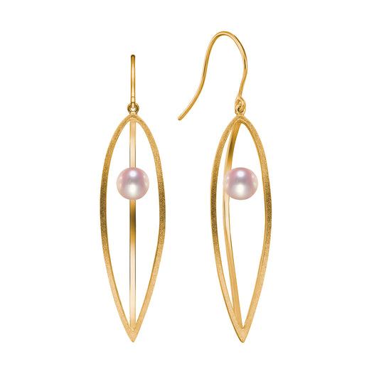 18K Gold Earrings Pearls| Boat