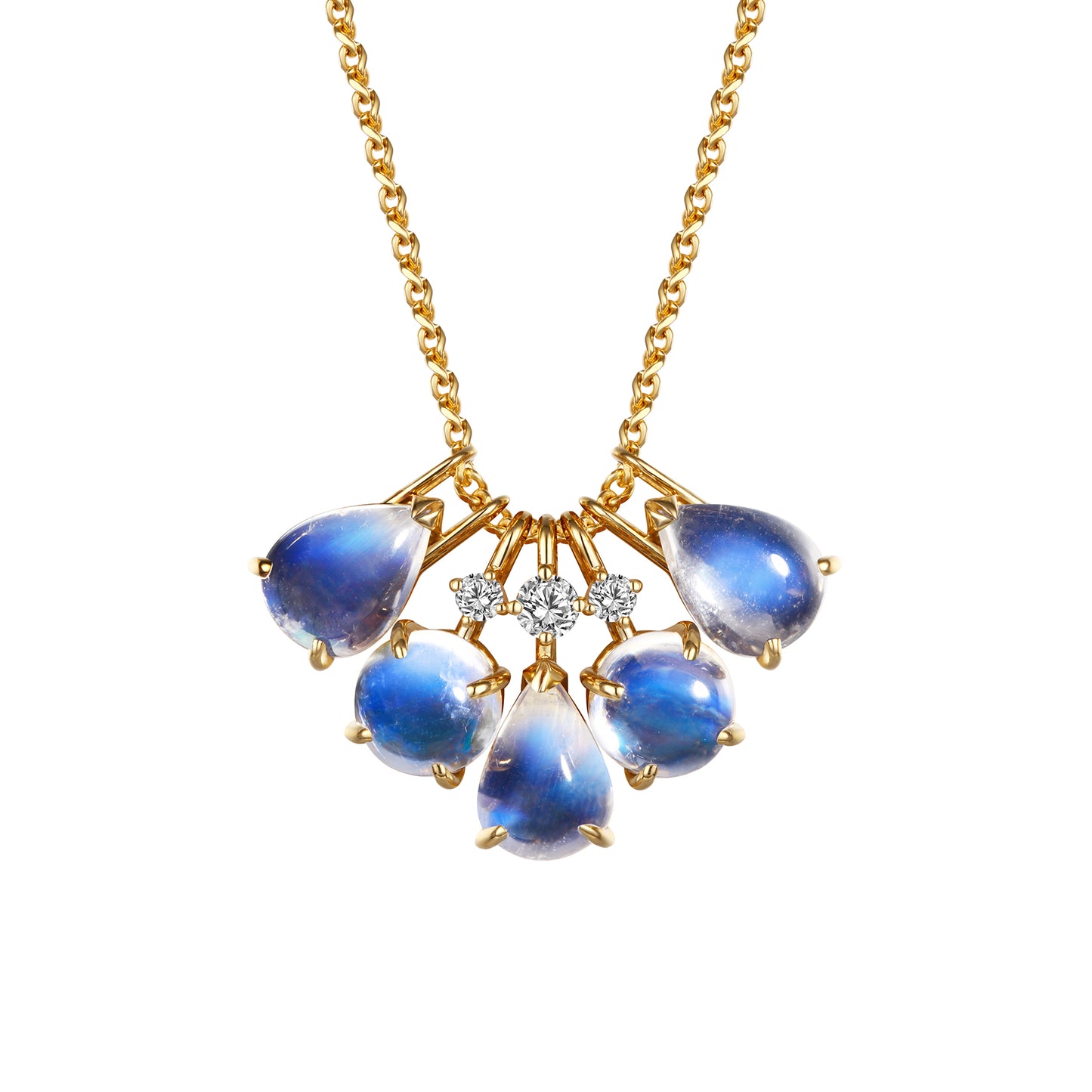 Dance of Light | 18K Gold Diamonds Moonstone Pendant