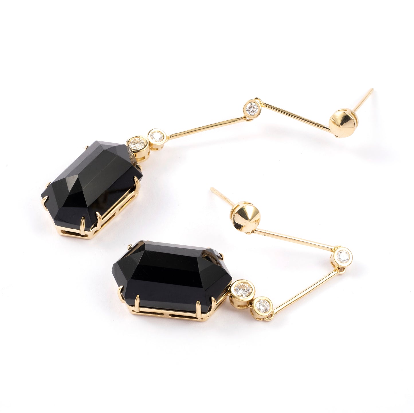 Obsidian Orbit | 18K Gold Obsidian Diamonds Earrings