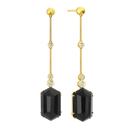 Obsidian Orbit | 18K Gold Obsidian Diamonds Earrings