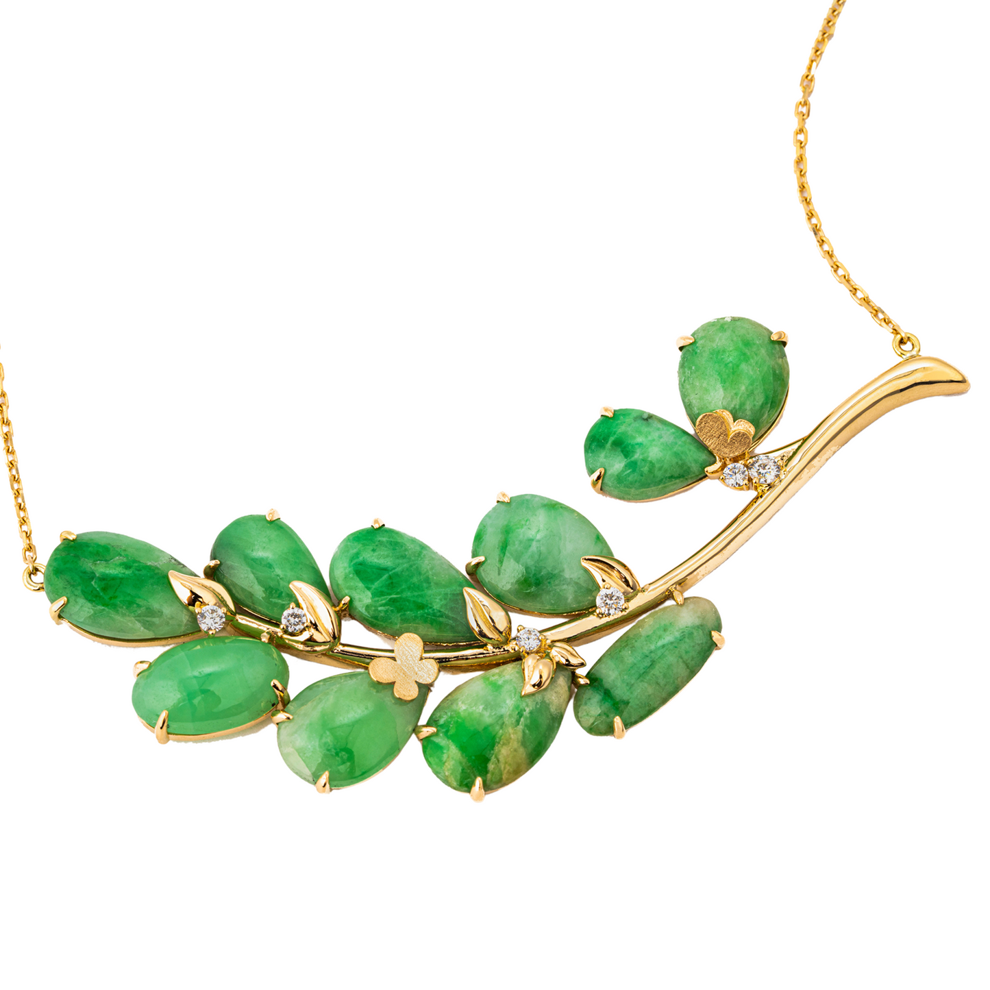 Fluttering Spring | 18K Gold Jade Pendant