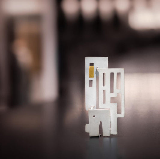 925 Silver 18K Gold Brooch | Cities, Sense of Belonging - Building 1