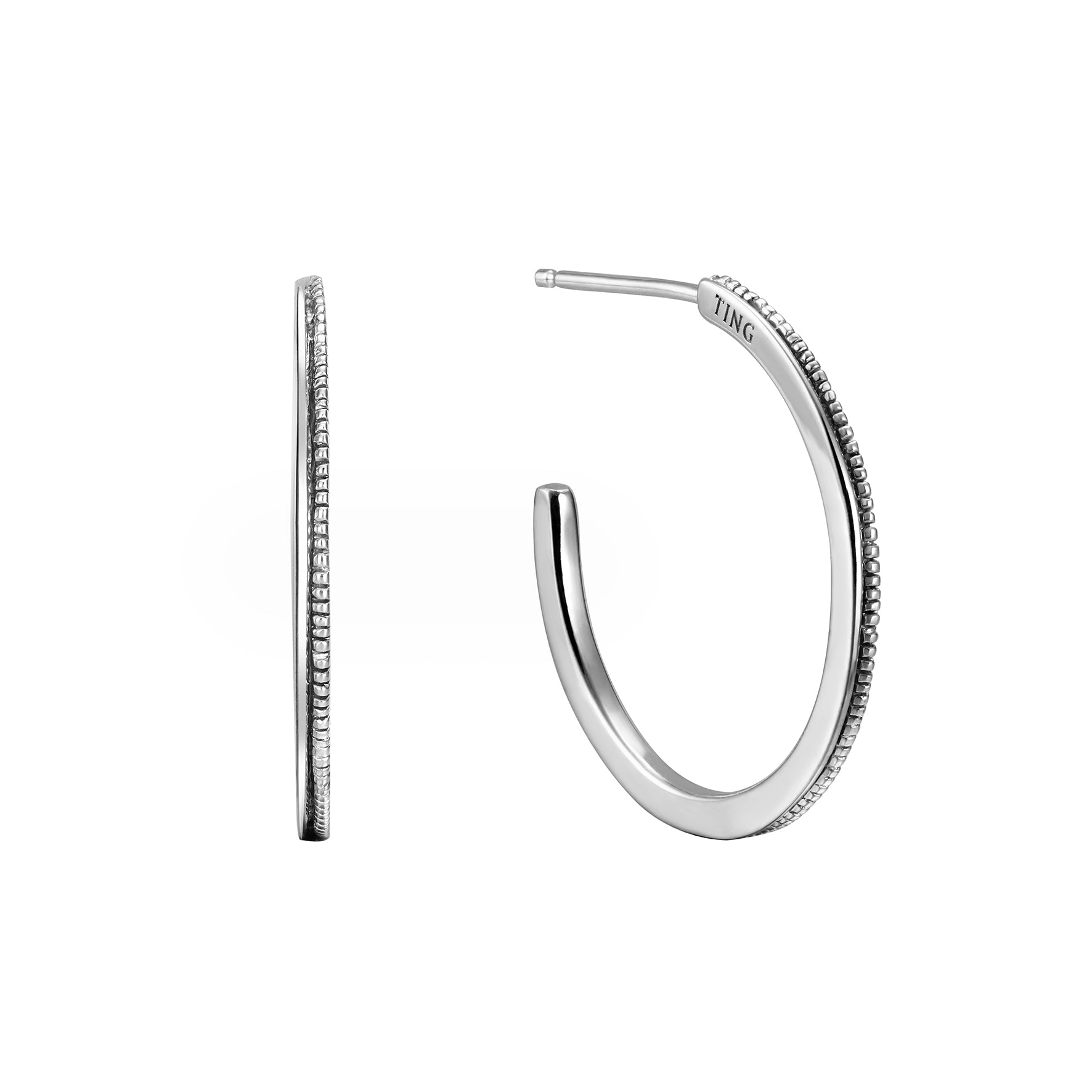 銀飾  圓圈耳環耳環  海浪的聲音系列 - 海的邊界