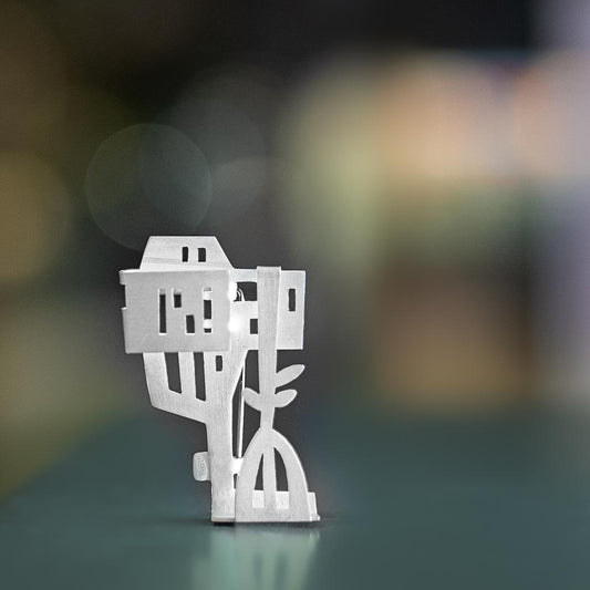 925 Silver 18K Gold Brooch | Cities, Sense of Belonging - Building 5