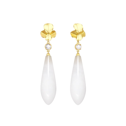 Breeze and Glow | 18K White Quartz Diamonds Earrings