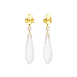 18K Gold Earrings Quartz Diamond | Bloom