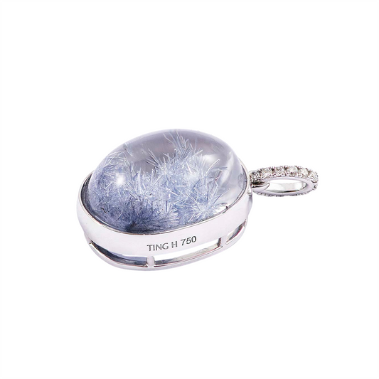 Memories of Sea | 18K Gold Dumortierite Diamond Pendant