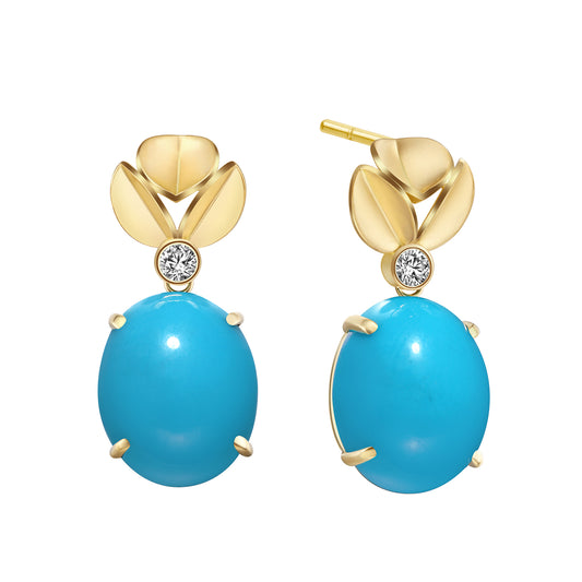 Sunlit Afternoon | 18K Turquoise Diamonds Earrings