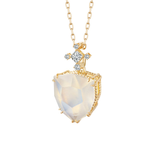 Shield of Light | 18K Gold Moonstone Diamonds Pendant