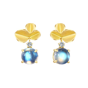 18K Gold Earrings Moonstone Diamond | Bloom