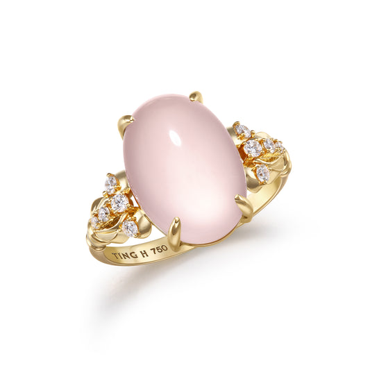 Blush Radiance | 18K Gold Pink Quartz Diamond Ring