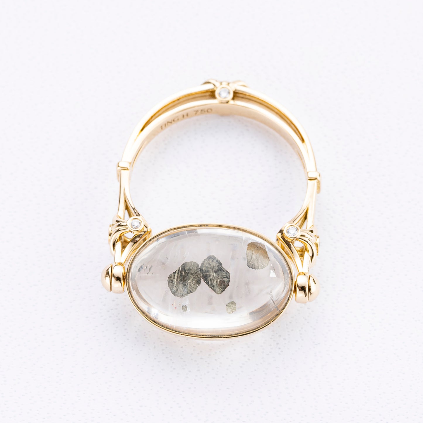 Ginkgo on a Still Lake | 18K Gold Quartz Convertible Ring & Pendant