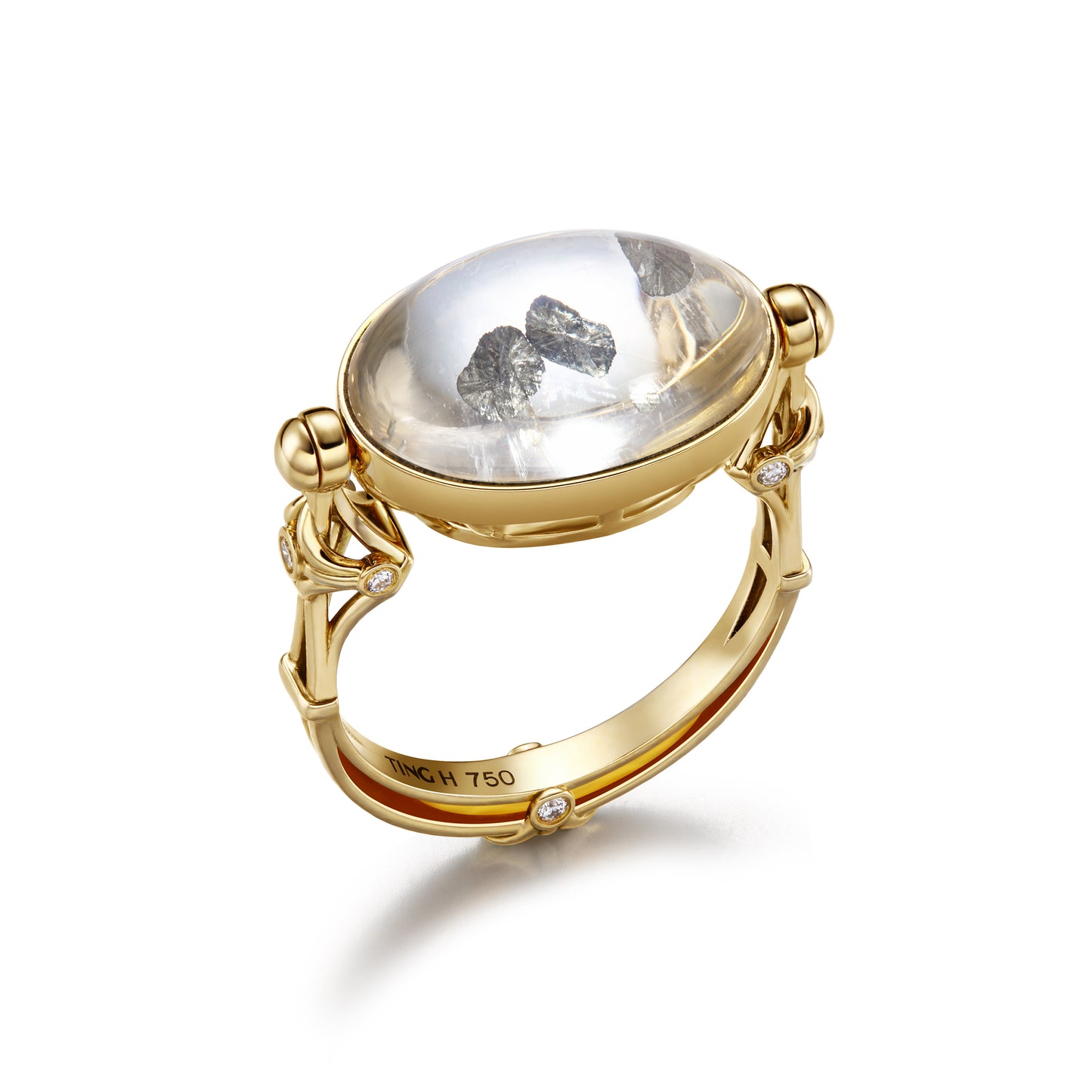 Ginkgo on a Still Lake | 18K Gold Quartz Convertible Ring & Pendant