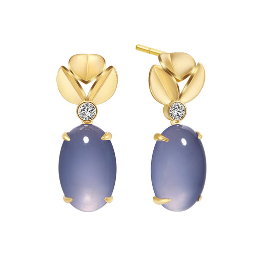 Echo of Blue | 18K Gold Blue Chalcedony Diamonds Earrings