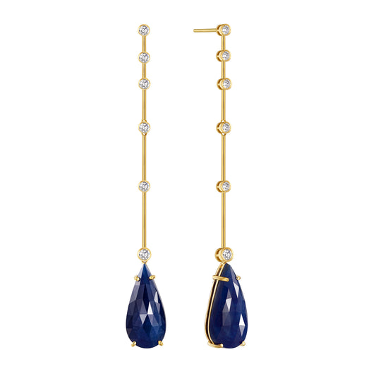 Trajectory of Light | 18K Gold Sapphire Diamonds Earrings