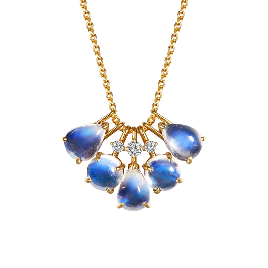 Dance of Light | 18K Gold Diamonds Moonstone Pendant