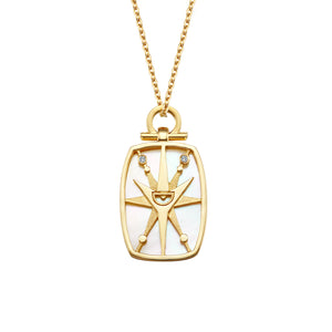 18K Gold Pendant Quartz Diamonds Mother of Pearl｜Little Monster