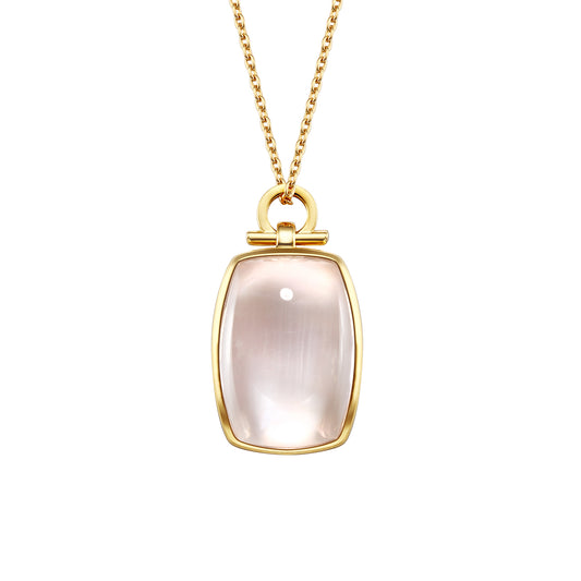 Untamed Spirit | 18K Gold Quartz Diamonds Mother of Pearl Pendant