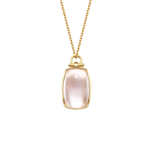 Gleam's Compass | 18K Gold Quartz Diamonds Mother of Pearl Pendant