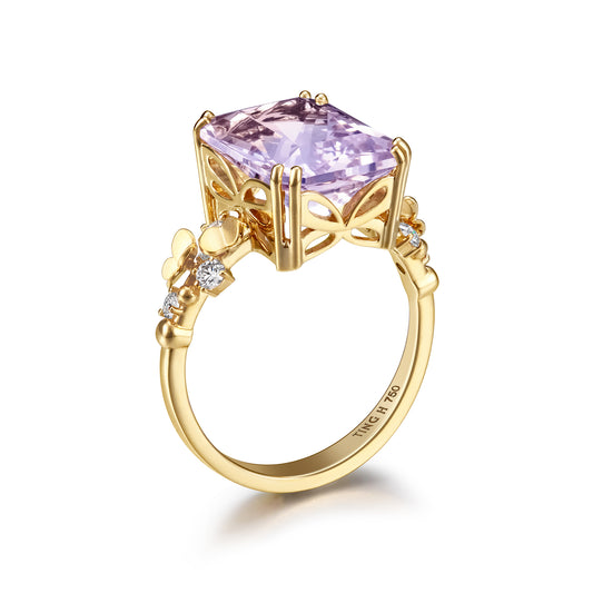 Spring Melody | 18K Gold Lavender Amethyst Diamonds Ring