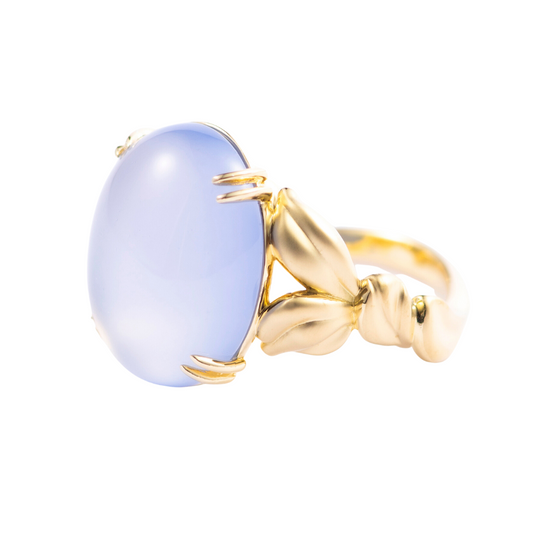 The Crown of Verse | 18K Gold Blue Chalcedony Ring
