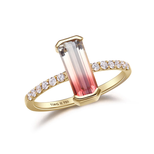 Light of Encounter | 18K Gold Pink Tourmaline Diamond Ring