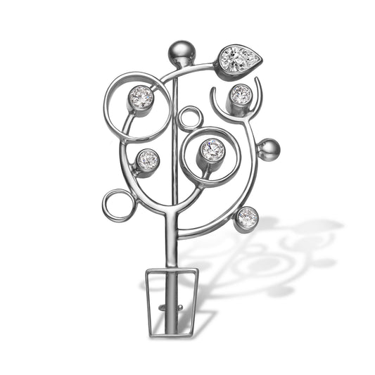 Shining Tree | 925 Silver CZ Brooch