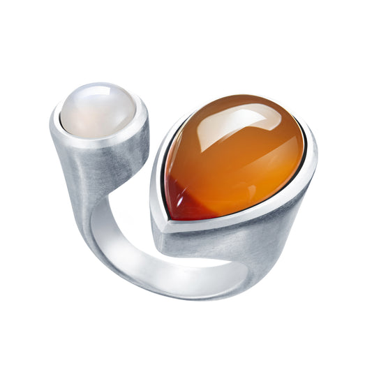 Fervor and Soft Light | 925 Silver Moonstone Agate Ring