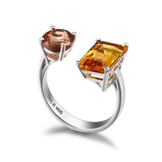 Between Structures | 925 Silver Quartz Tourmaline Ring