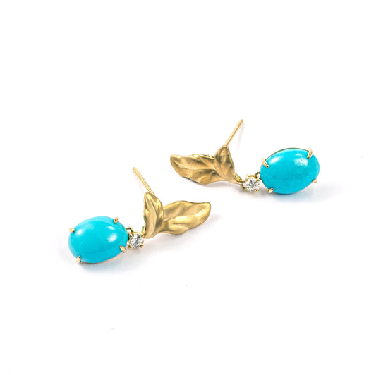 Whisper of the Blue | 18K Gold Turquoise Diamonds Earrings