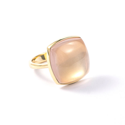 A Tender Glow (Square) | 18K Gold Quartz Ring
