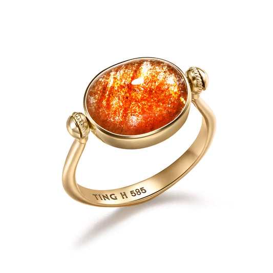 Awakening Sun | 14K Gold Sunstone Reversible Ring & Pendant