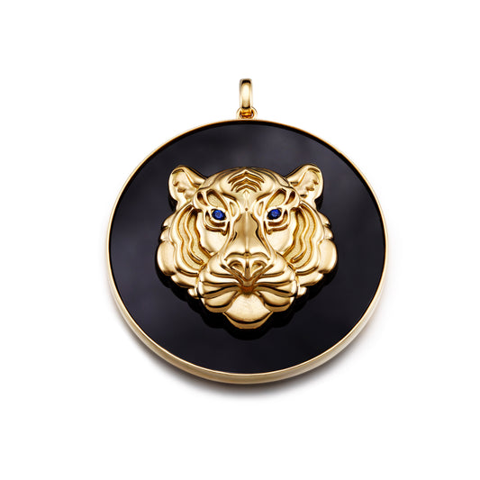 Shape of Belief | 18K Gold Onyx Sapphire Pendant