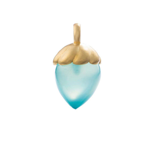 Whisper of the Green | 18K Gold Chalcedony Pendant