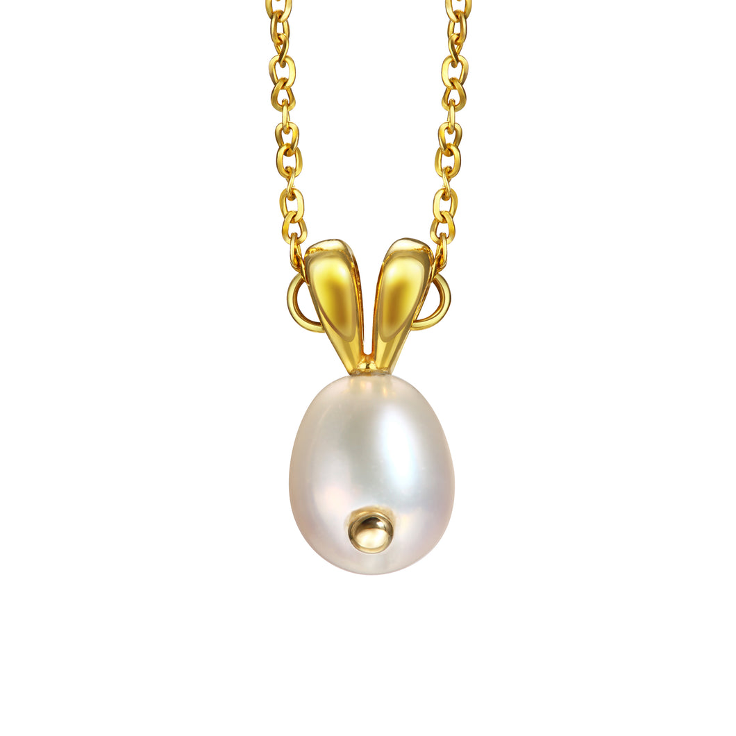Bloom - petals with pearl pendant 18k gold