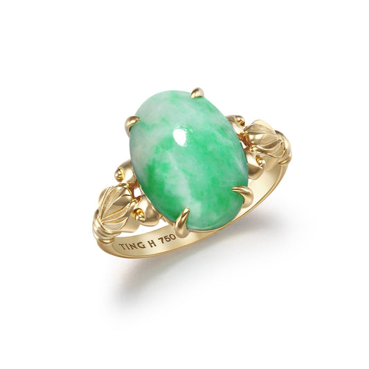 Verdant Serenity | 18K Gold Jade Ring