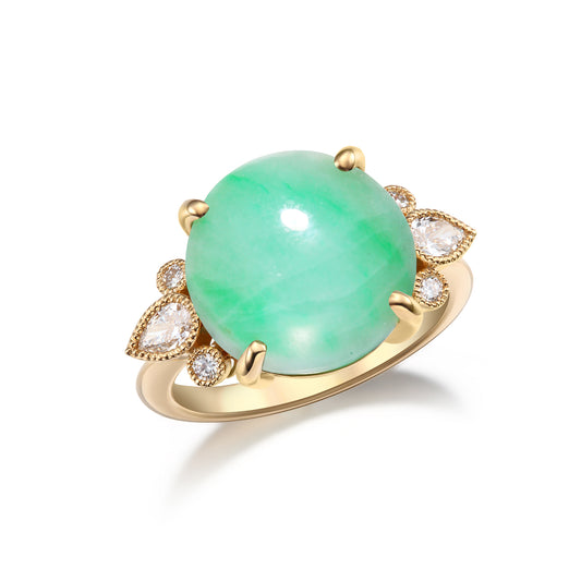 Verdant Gleam | 18K Gold Jade Ring