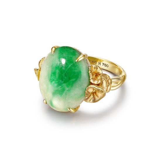 Glow of the Lotus | 18K Gold Jade Ring