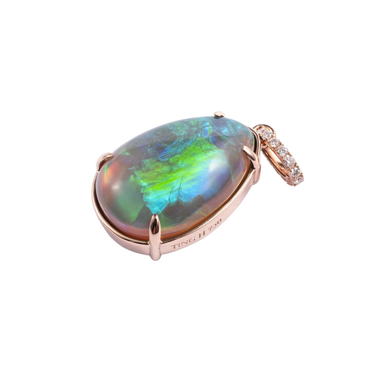 Secrets of the Night | 18K Gold Opal Onyx Pendant