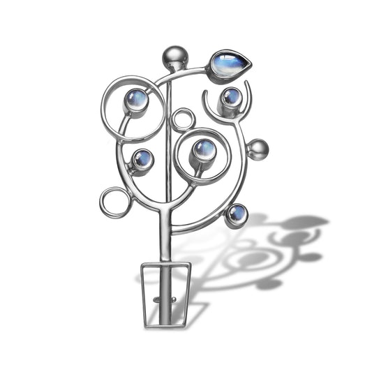 Shining Tree | 925 Silver Moonstone Brooch