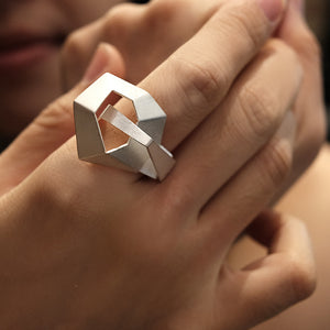 Folding space - Hexagon ring 925silver